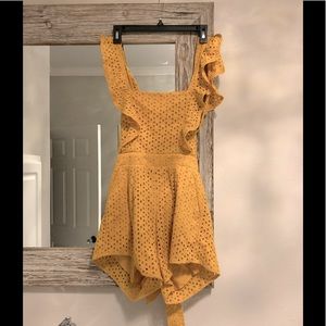 Yellow Eyelet Ruffle Romper